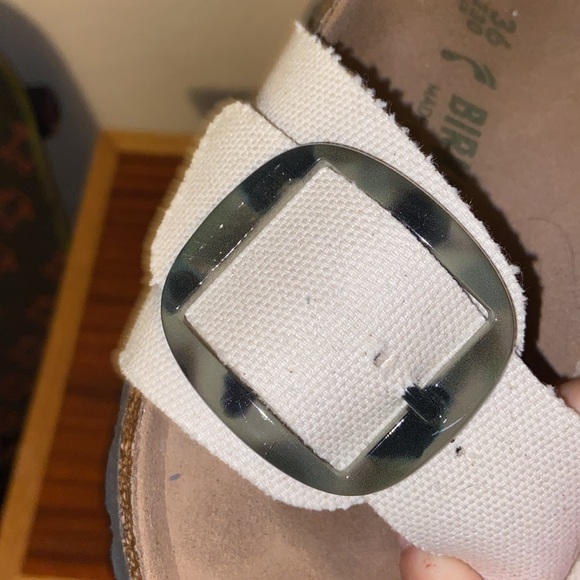 BIRKENSTOCK 36 Madrid vegan canvas eggshell tortoise shell big buckle - Picture 5 of 5